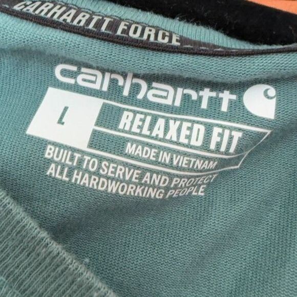 Men Carhartt Force Crew Neck Short Sleeve Shirt Gray Green Size Large - Picture 8 of 8